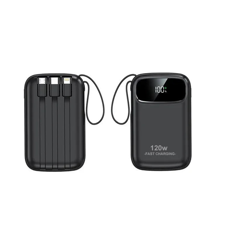 120W Super Fast Charging Power Bank New 20000mAh Large Capacity Power Bank with Cable