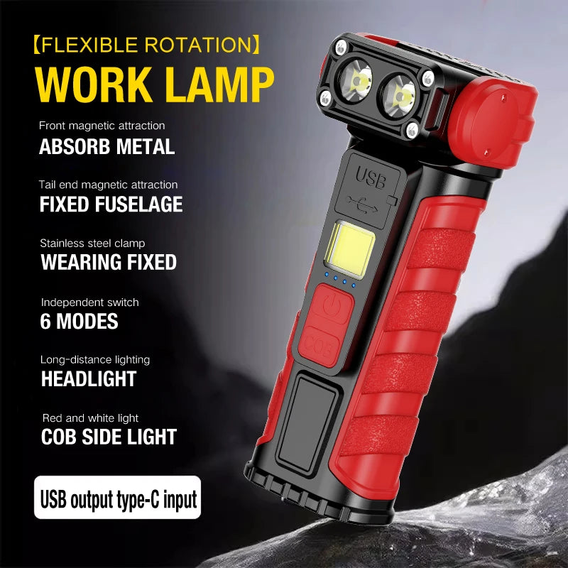 New Outdoor Multi-Functional Rechargeable Work Light with Multiple Brightness Levels and Built-in Indicator