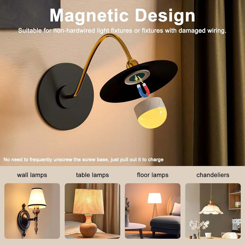 Rechargeable LED Bulb w/Remote, 3 Color Temps, 4 RGB Modes, Dimmable Light, USB - C, Suitable for Indoor/Table/Night Light