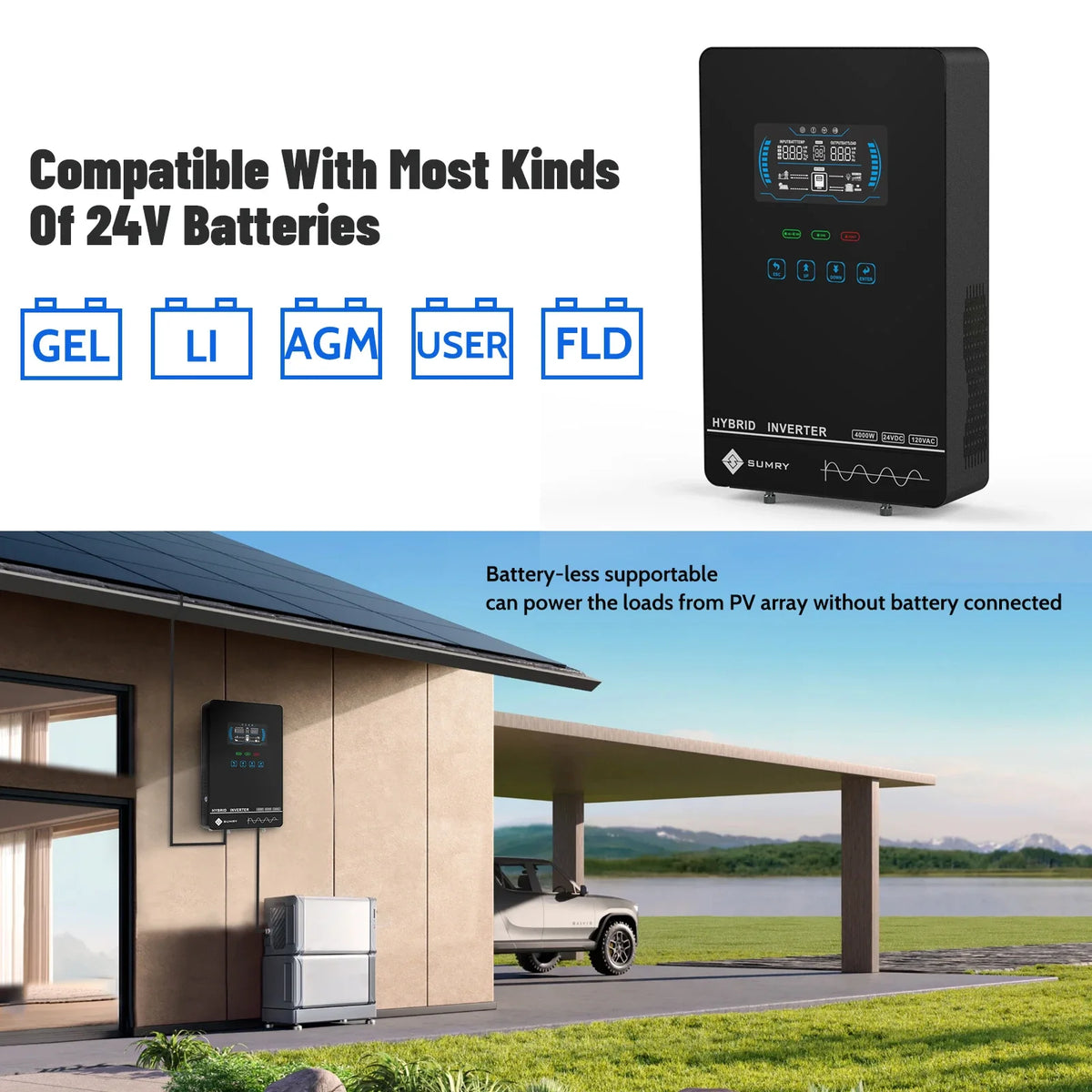 Inversor solar SUMRY HGX de 4 kW y 24 V