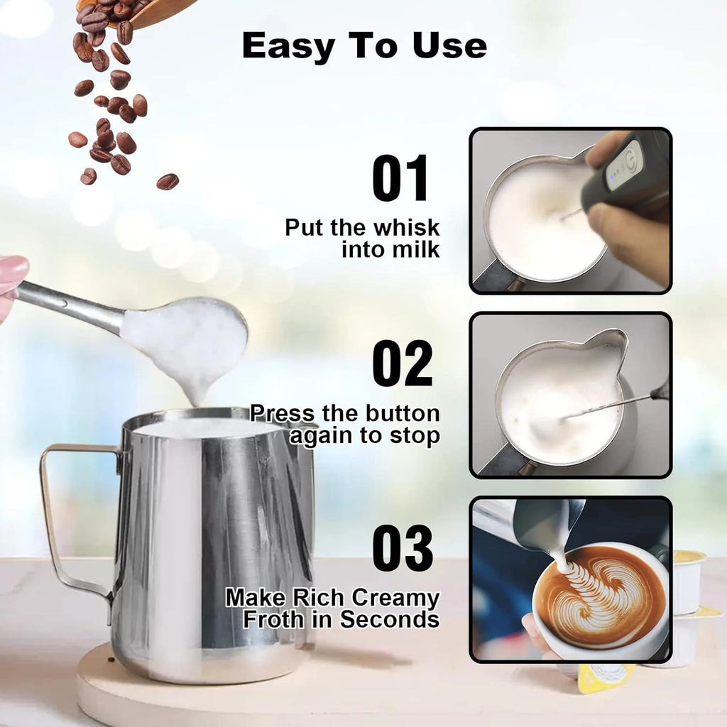 Espumador de leche recargable de tres velocidades