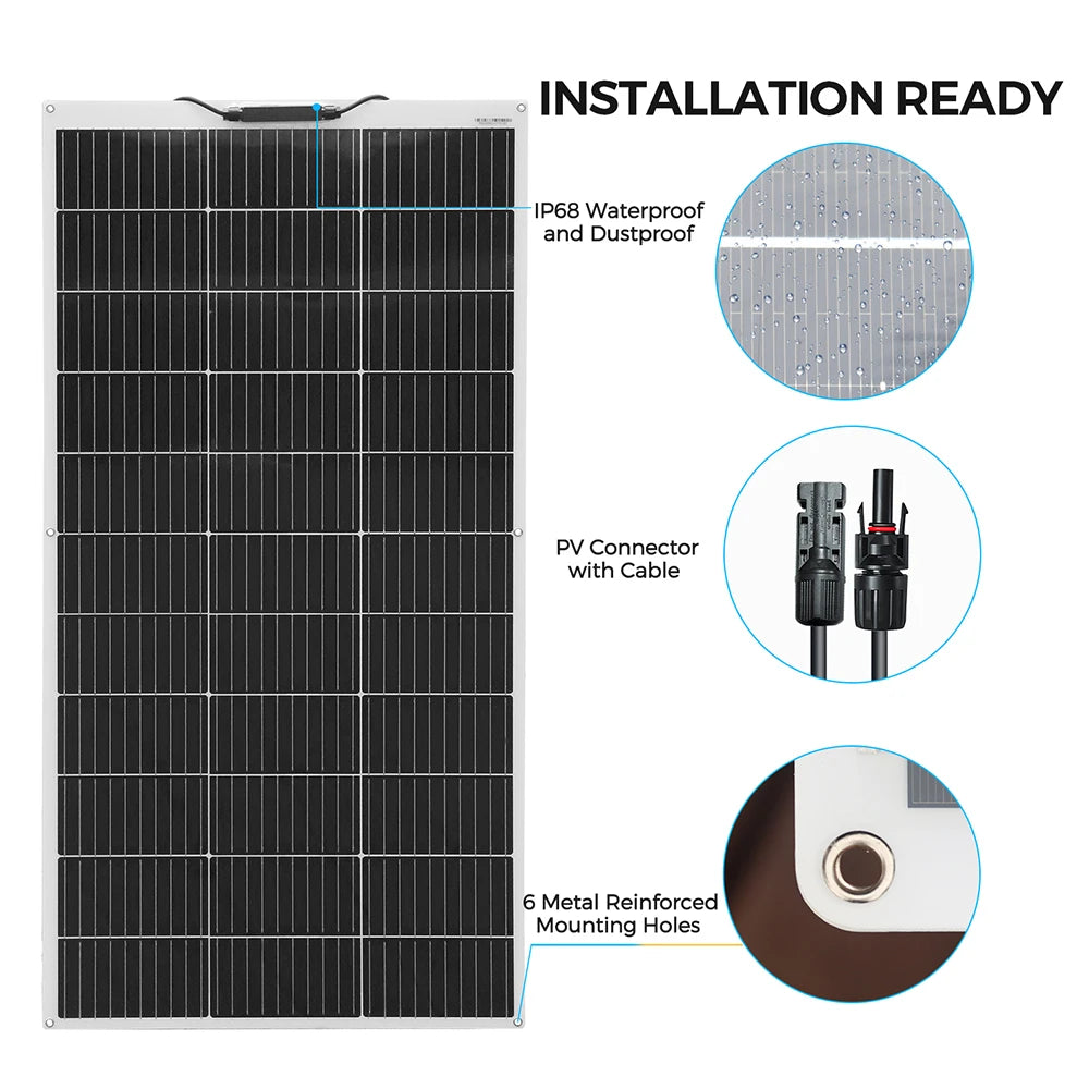 Solar Panel 18V 120W 240W 360W 1200W Flexible Solar Panels Power 12V 24V Charging for Balcony Light Car Motorhome Boat Yacht