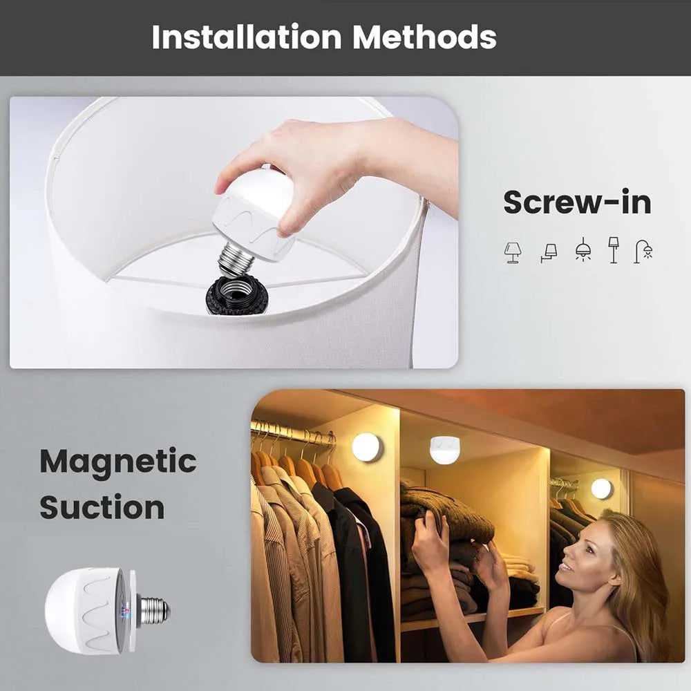Rechargeable LED Bulb w/Remote, 3 Color Temps, 4 RGB Modes, Dimmable Light, USB - C, Suitable for Indoor/Table/Night Light
