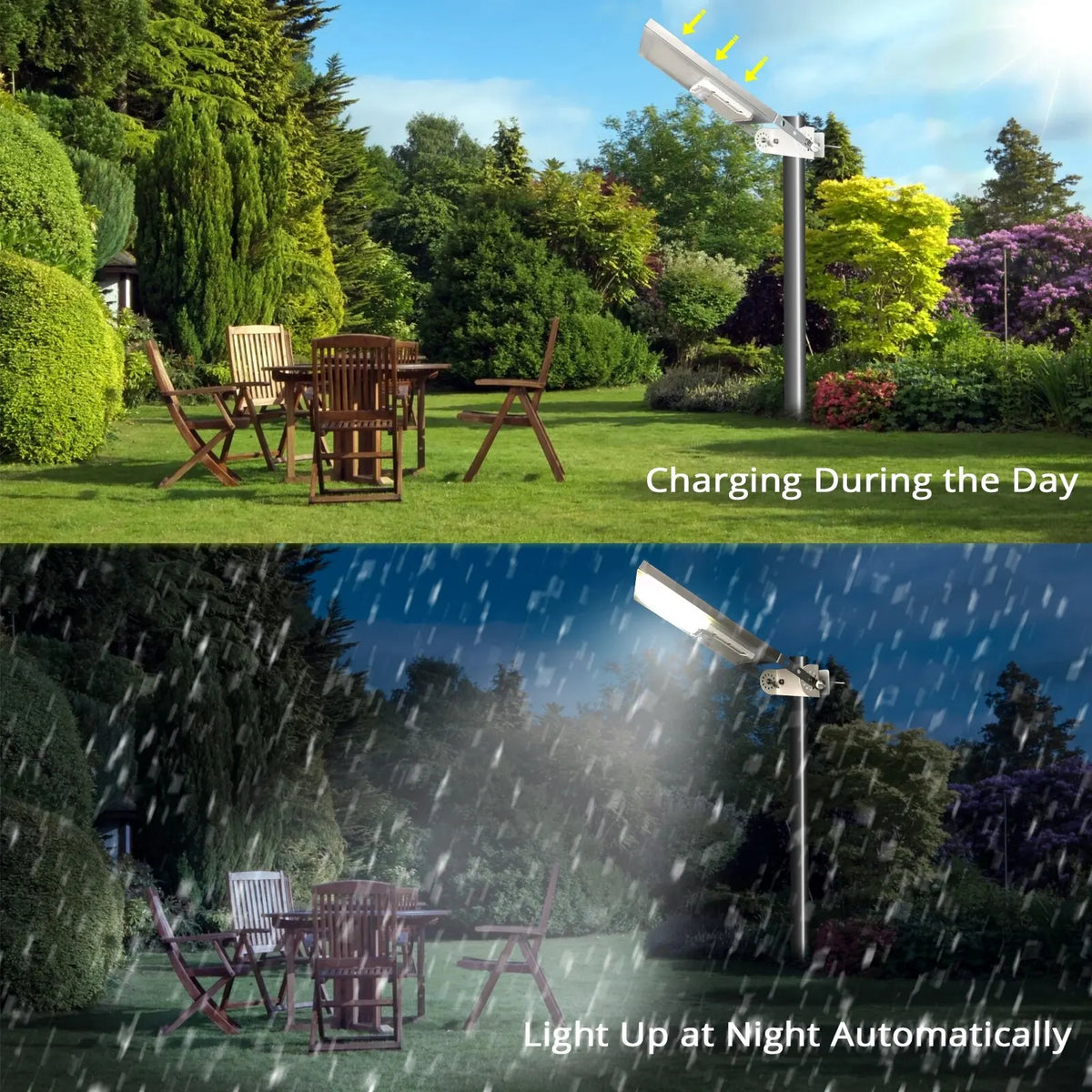 Solar Street Light Outdoor 30LED All in One Metal Motion Sensor Waterproof with 3 Working Modes Auto Dusk to Dawn