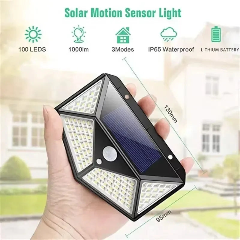 Lámpara solar LED para exterior con sensor de movimiento