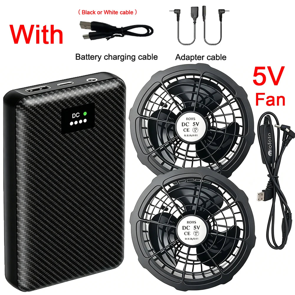 Portable Mobile External Spare Battery 30000mAh or 40000mAh DC Power Bank 5V 12V Vest Cooling Fan Outdoor PowerBank Batteries