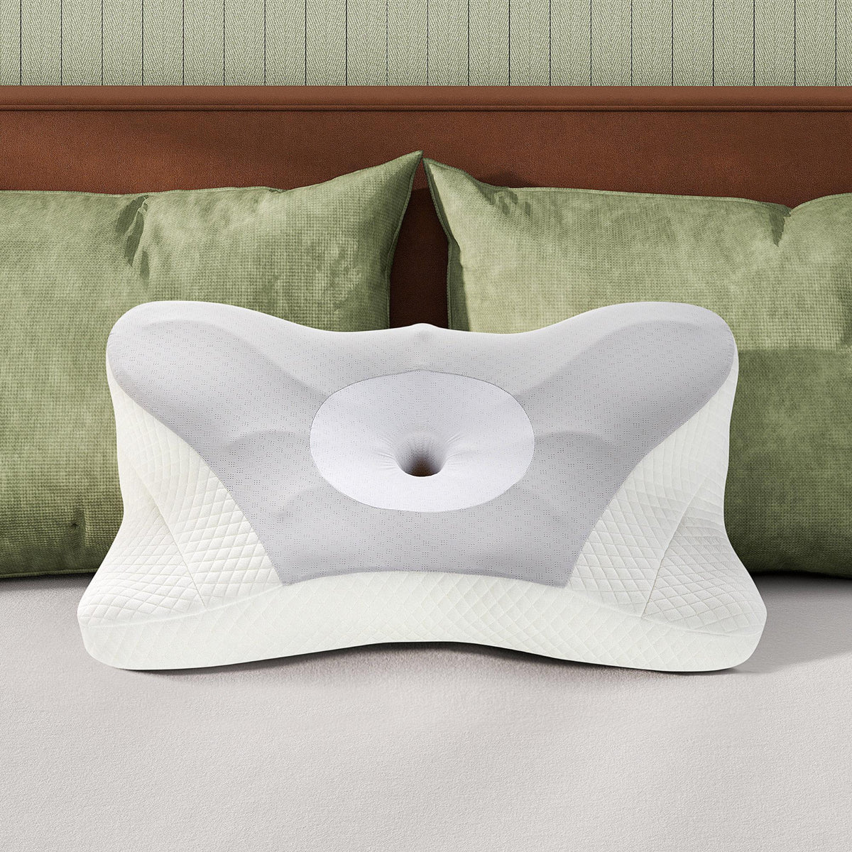 Almohada de espuma viscoelástica con contorno y doble altura — gris
