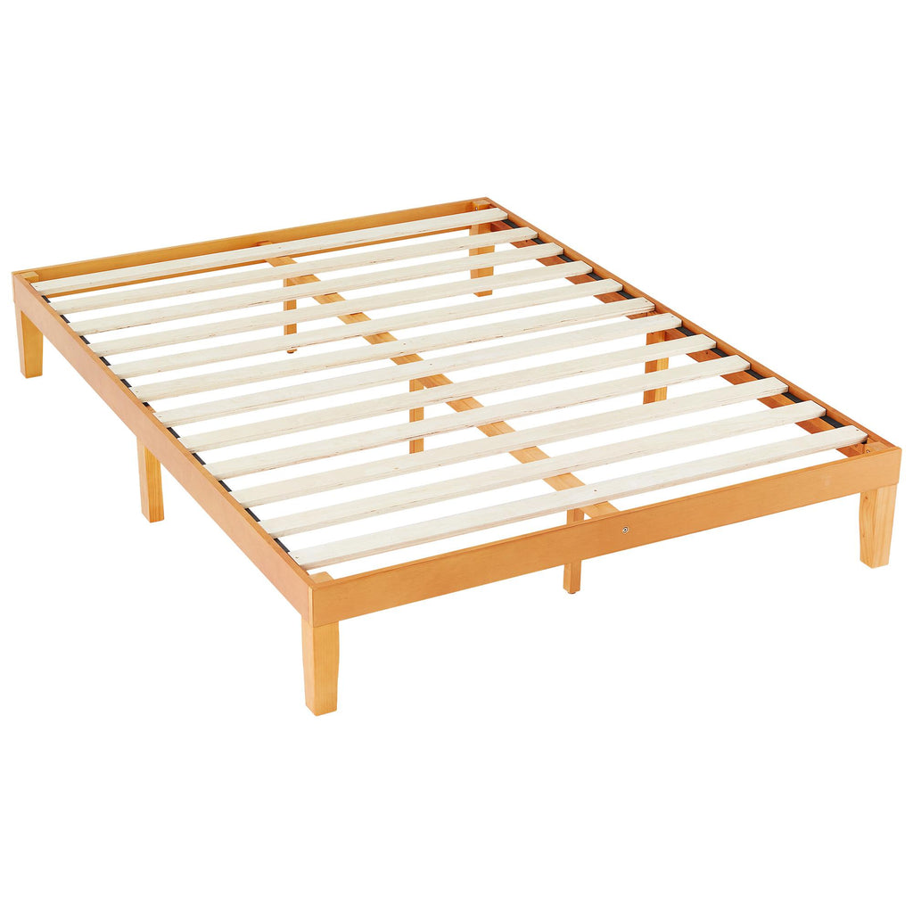 Base de cama de madera con láminas y sin cabecero — Queen