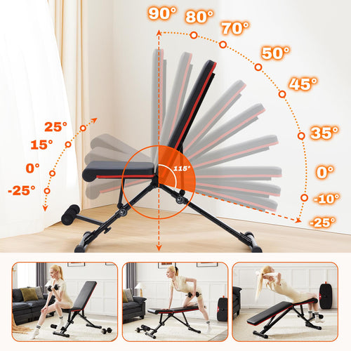 Banco de entrenamiento ajustable y plegable negro