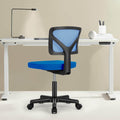Silla de oficina de malla sin brazos — azul