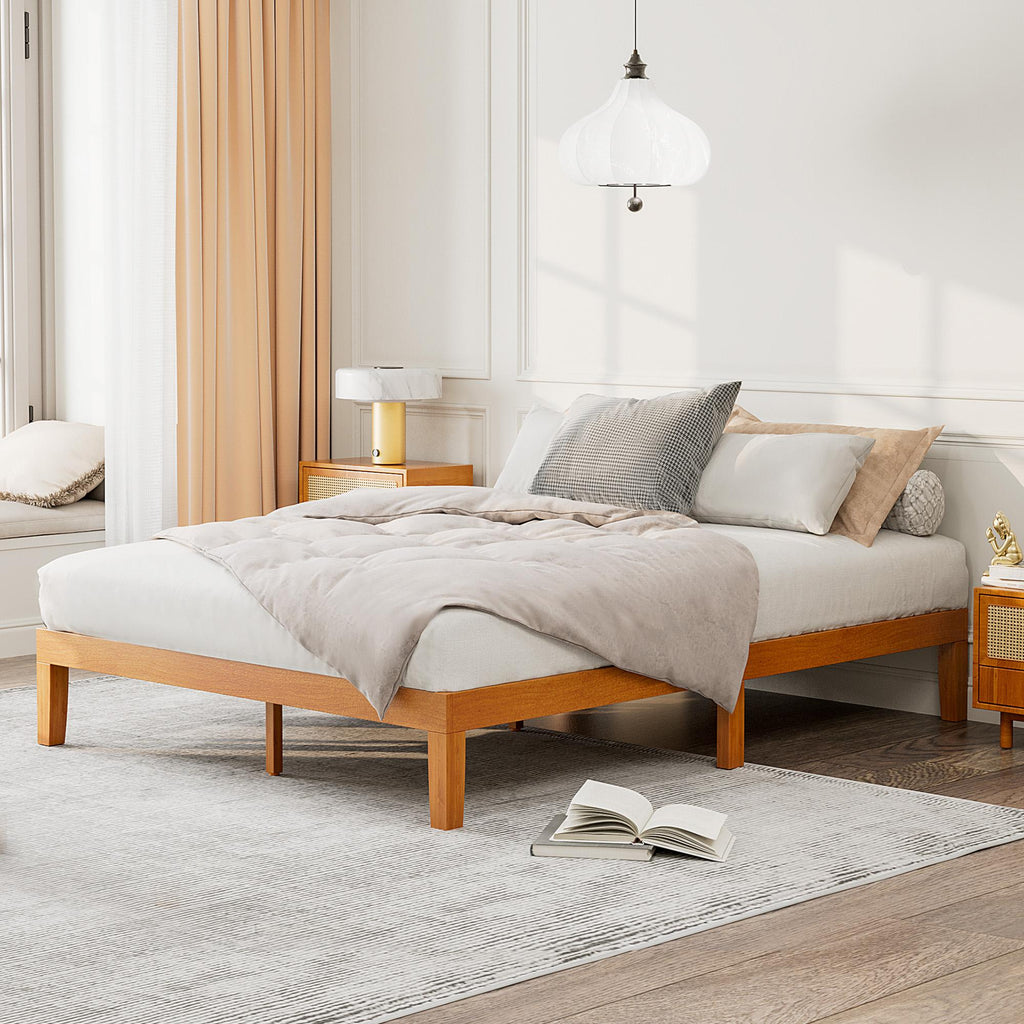 Base de cama de madera con láminas y sin cabecero — King