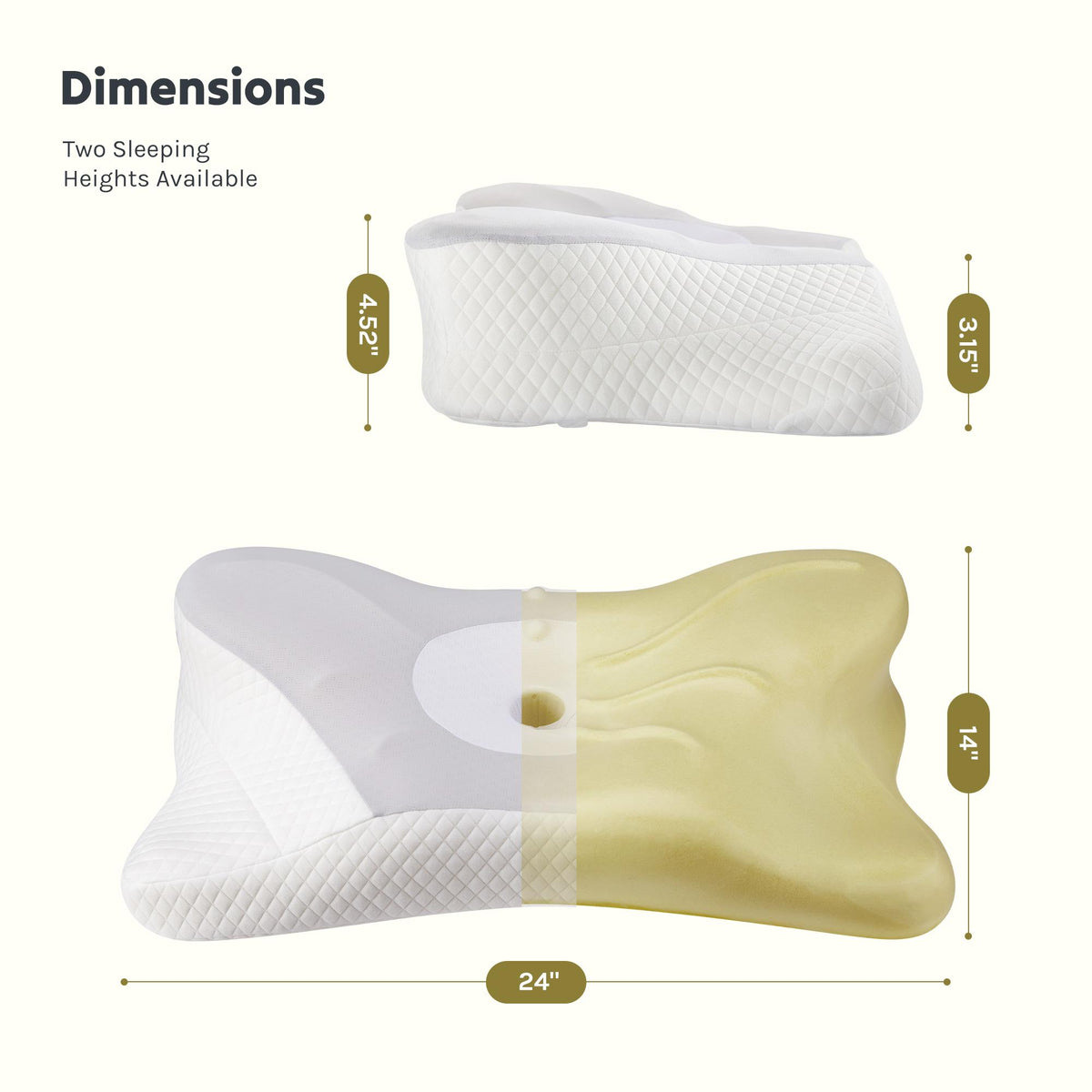 Almohada de espuma viscoelástica con contorno y doble altura — gris