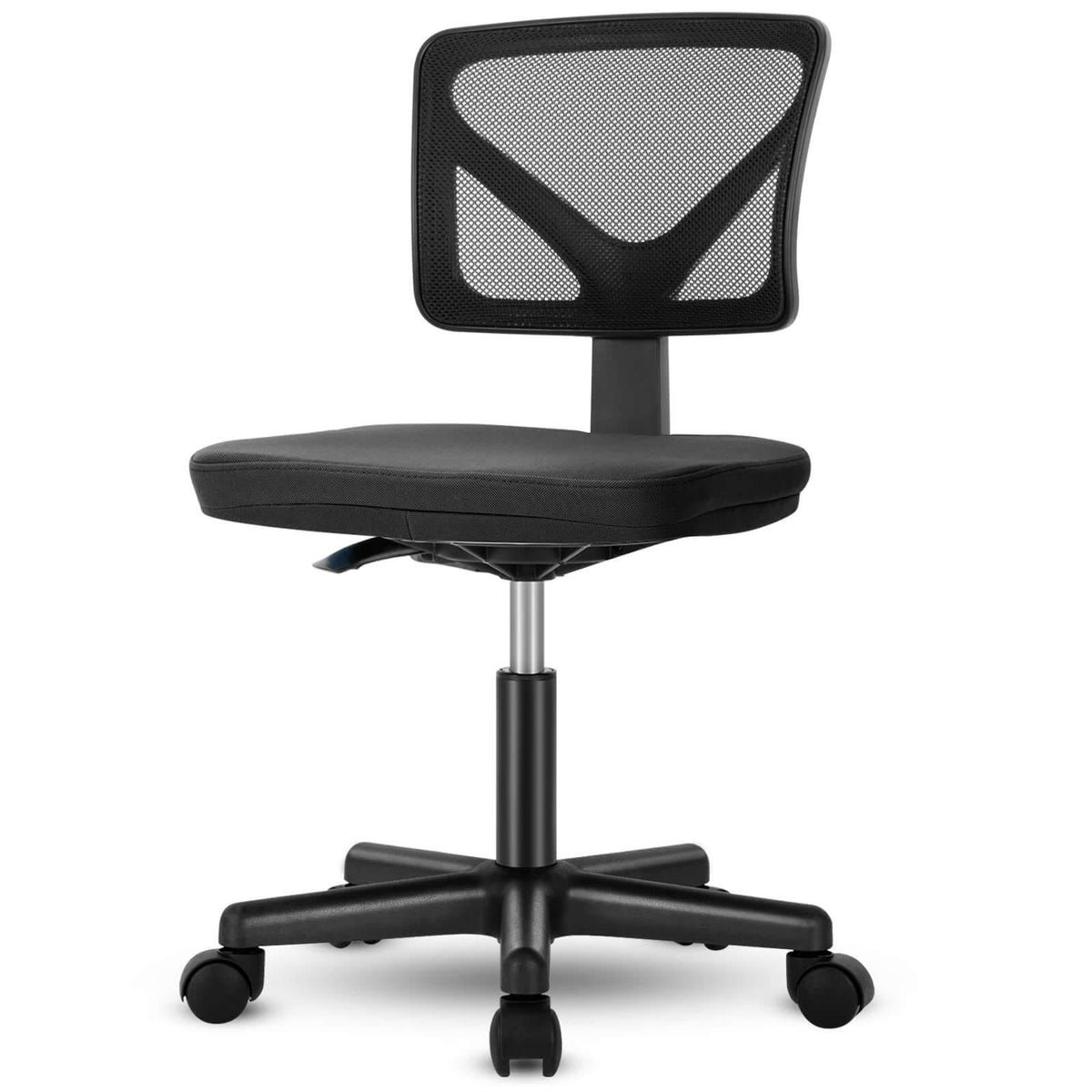 Silla de oficina de malla sin brazos — negra