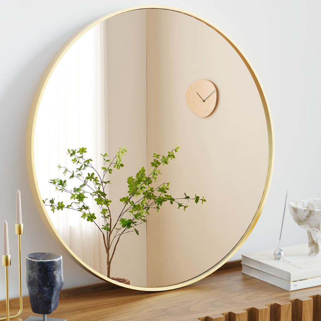 Espejo redondo de pared dorado de 20 pulgadas