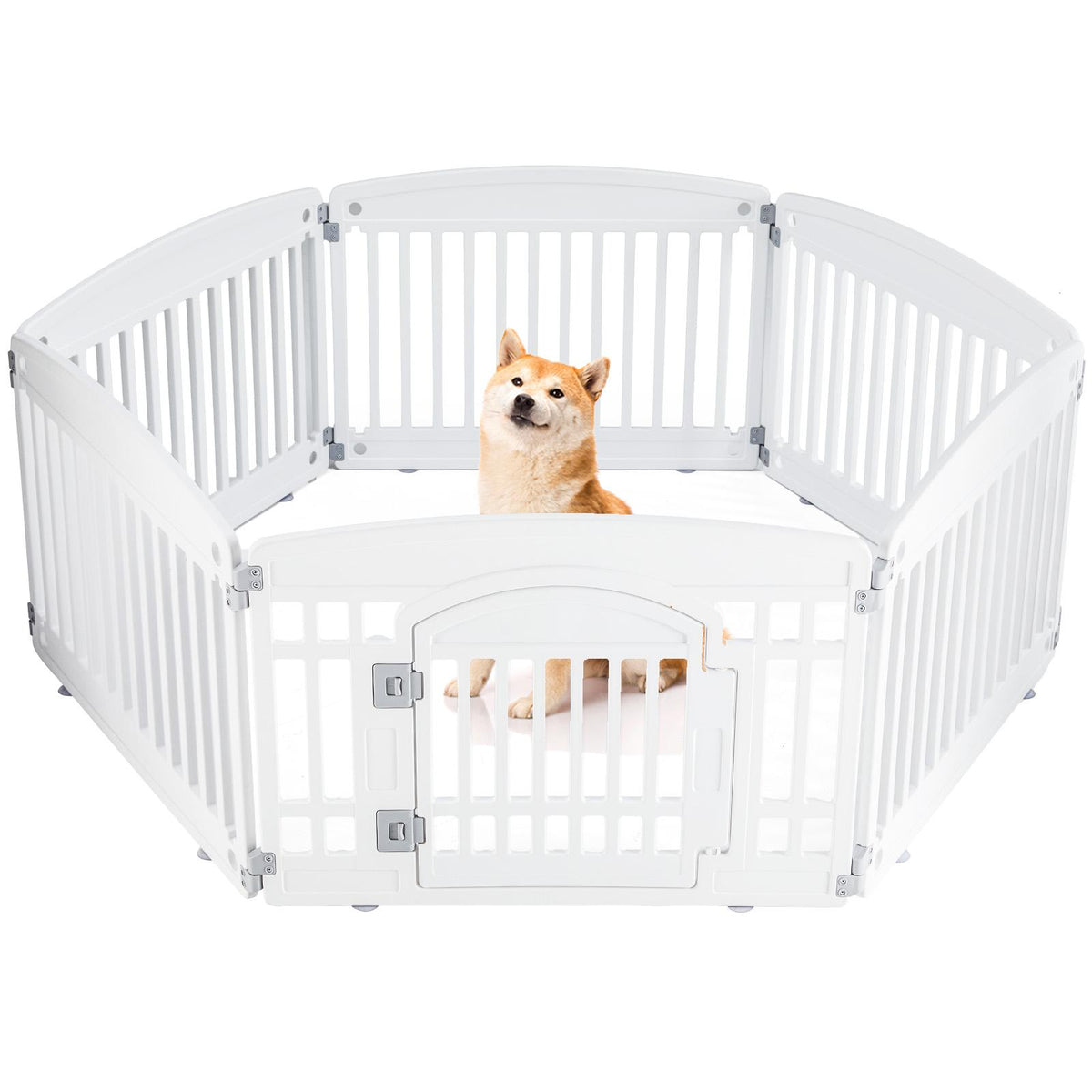 Corral plegable para perros blanco, 6 paneles